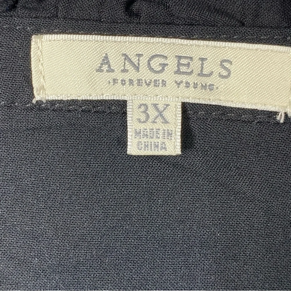 Angels Western Floral Blouse Women's 3X Black White Embroidered 3/4 Sleeve NWT - Picture 5 of 13